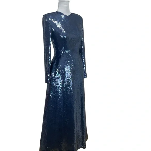 Vintage John Anthony Elegant Blue Sequin Evening Gown - Picture 10 of 15